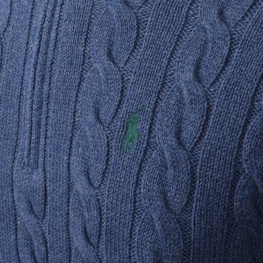 Alternative Image for ProductRalph Lauren Half Zip Cable Knit Jumper Blue3